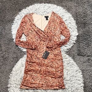 Enfocus Studio Red and Cream Long Sleeve Dress Size 14W